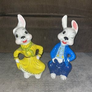 Vintage hand painted mr. & mrs. Rabbit ceramic